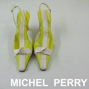 Parisian Designer Michel Perry | Chic Leather Slingback Heels | Women's 8